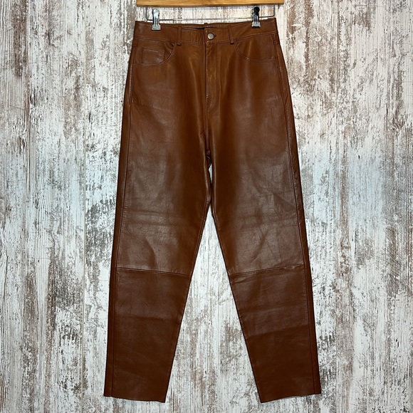 LAMARQUE Adeline Leather Pant Size 28 Tan NWT - Picture 3 of 13